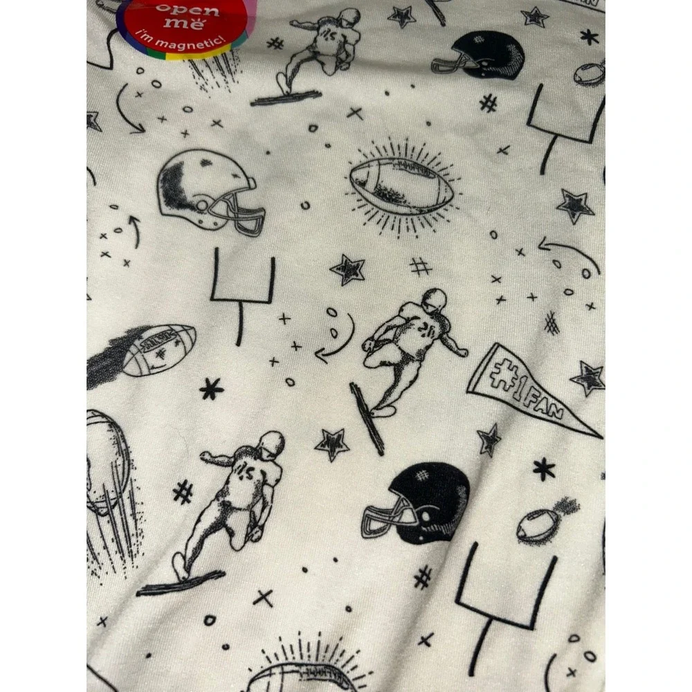 Magnetic‎ Me Kids Game Day Football Modal Pajama Set Natural Black 5Y NEW